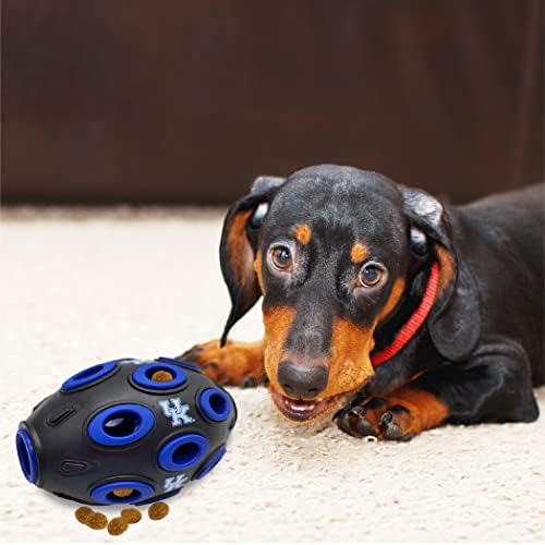 Pets First NCAA Kentucky Wildcats Football Treat Dispensing Toy for Dogs and Cats, Interactive Rubber Ball, Natural Feeding Toy (KY-3622)