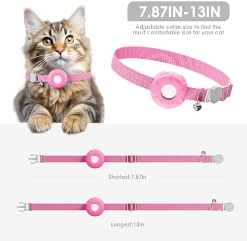 GPS Tracker for Cats - No Monthly Fee Cat Tracker, Waterproof Real-Time Tracking Collar for Pets, Kids,Luggage & Assets | 367-Day Battery Life | Compatible with Apple Find My App (Only iOS) (Pink)