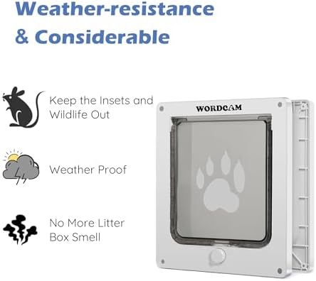 Wordcam X-Large Robust Cat Door for Interior/Exterior, Up to 25 lbs, White