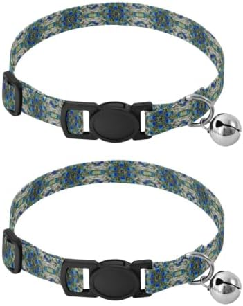 Boho Mandala Soft Polyester Pet Collar, 2 Pack Kitten Bell Collar