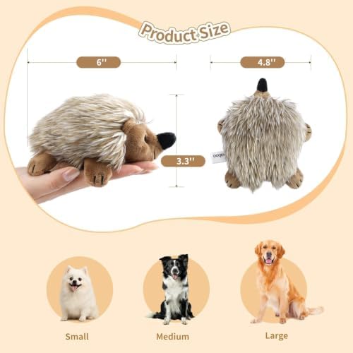 Pawaboo Hedgehog Plush Dog Toy, Squeaky Dog Chew Toy Soft Plush