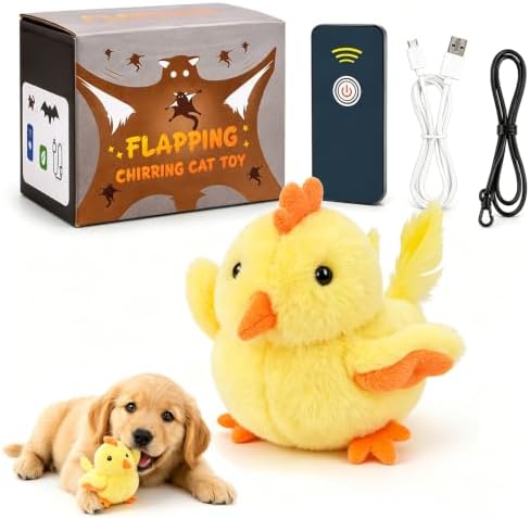 Flying Bat Dog Toy, 2026 New Interactive Flying Bat Toy for Dogs with Flapping Wings, Realistic Flight Motion and Chirping Sound, Indoor Chase Toy for Exercise, Play and Boredom Relief (Chick)