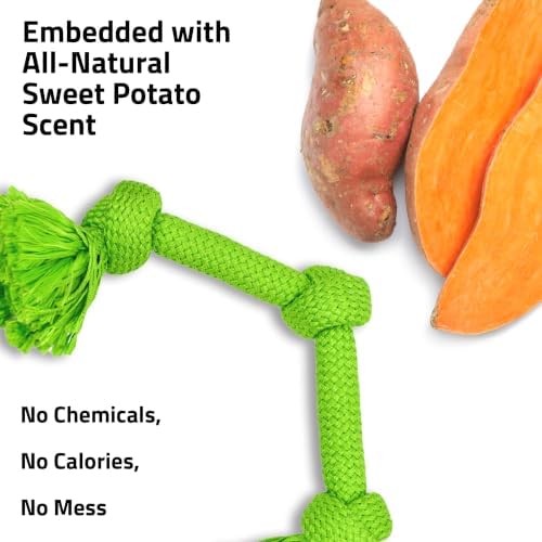 Playology Tug Rope Dog Toys for Large Dogs - Jumbo, Sweet Potato Scent