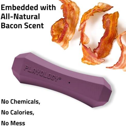 Playology Squeaky Chew Stick - Scented Dog Toy - Medium, Bacon Scent
