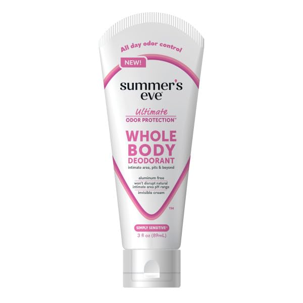 Summer’s Eve Ultimate Odor Protection Whole Body Deodorant Cream, Fresh Scent, Simply Sensitive & Blissful Escape, All Day Odor Control, Aluminum Free, 3 Ounce Each (Variety Pack of 6)