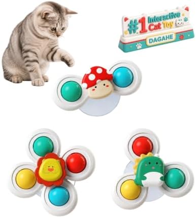 Cat Suction Cup Spinner Toy 3PCS Strong Suction 360° Spin Stick Anywhere