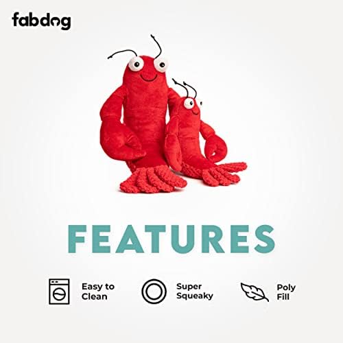 fabdog Floppies Plush Dog Toy - Cute & Durable Squeaky Dog Toys - Best Squeak Toy for Puppies and All Breeds | Ideal Pet Gift| Small Lobster