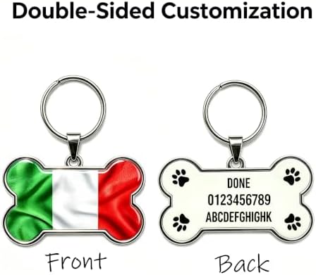 HSIAHOU Custom Pet ID Tags, Personalized Dog Tag Cat Tag(Italy Flag)