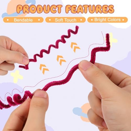 Mipcase 100Pcs Colorful Twistable Pipe Cleaner Cat Toys Soft Plush Spring Interactive DIY Supplies for Indoor Cats and Kittens Flexible Wool Sticks for Pet Play