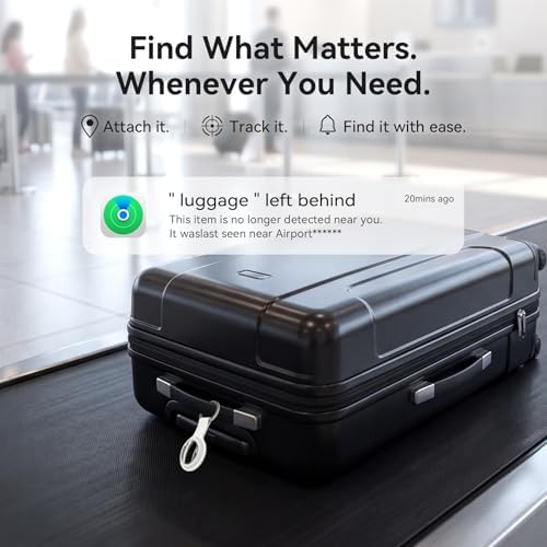 Air Tracker Tag-2 Pack, Smart Item Tags [Apple MFi Certified] | With Find My app (iOS Only), Key Finder Locator Luggage Tag for Keys, Bags, Wallets, Backpack, Suitcases, Replaceable Battery