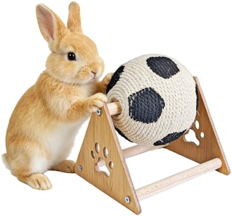kathson Rabbit Scratching Toy,Sisal Rabbit Scratcher Rotating Activity Ball
