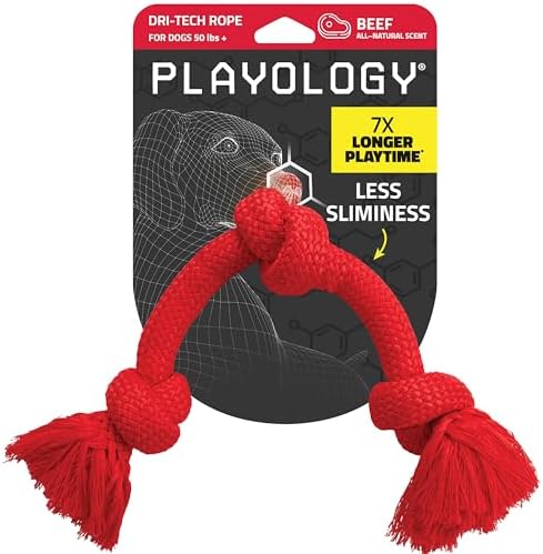 Playology Tug Rope Dog Toys for Large Breed Dogs - Jumbo, Beef Scent