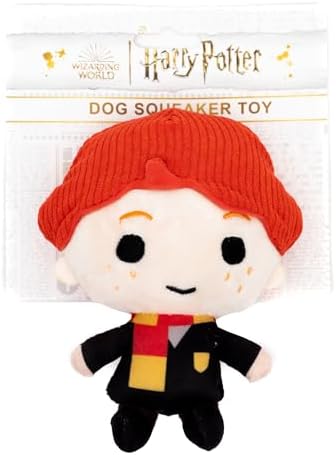 Buckle-Down The Wizarding World of Harry Potter Squeaky Plush Dog Toy for Large, Medium & Small Dogs, Ron Weasley Standing Charm Full Body Pose, 2.5" x 5.5"