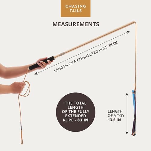 Chasing Tails Flirt Pole for Dogs Heavy Duty - 36 Inch Flirt Pole for Large Dogs with Extendable 83 Inch Rope | Two Toys Included | Suitable for All Breeds | Pets Play Equipment
