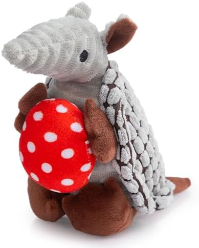 Hollypet Armadillo Squeaky Puppy Dog Toys for Small Medium Dogs, Red Egg
