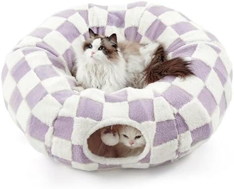Lesure Donut Cute Jacquard Cat Tunnel Bed Kitten Toys for Puppy Bunny