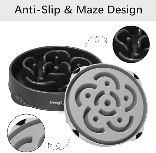 MateeyLife 2-Pack Slow Feeder Dog Bowls, 4 Cups, Dog Puzzle Feeder Bowl