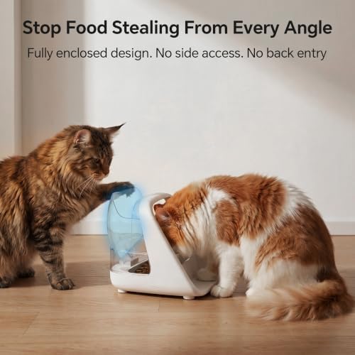 Microchip Automatic Cat Feeder for Multi-Cat Homes | Includes 2 Extra Stainless Steel Bowls • RFID & 15-Digit ISO FDX-B Compatible • Rechargeable USB-C • Helps Stop Food Stealing