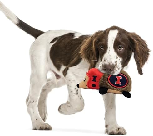 NCAA Illinois Fighting Illini Plush Hedgehog Toy for Dogs & Cats, Cool Soft Pet Toy for Fun and Interactive Play, Dog Chew Toy with Squeaker, Licensed Hot Pet Toy