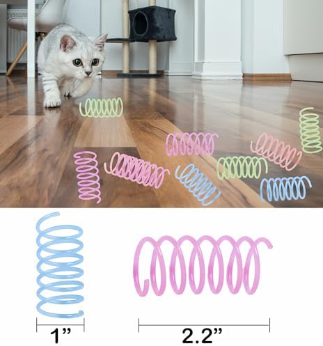 Fashion's Talk 12PCS Glow-in-The-Dark Springs Cat Toys for Indoor Cats,Jelly Color Interactive Play Kitten Toys for Chase and Exercise