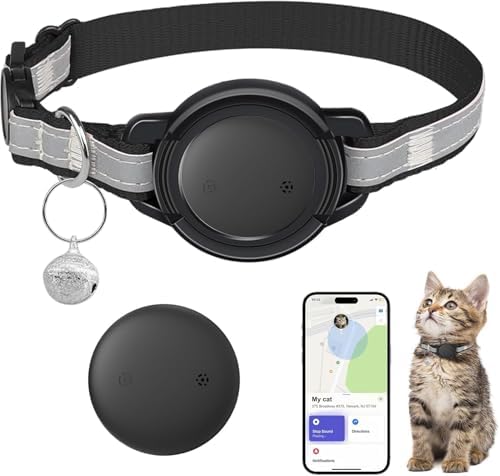 GPS Cat Tracker Collar, iOS‑Only Smart Pet Activity Tracker, 1 Pack | Cat GPS Tracker Collar, iOS Only, No Monthly Fee, Real‑Time Location, IP68, 10+ Mo Battery, Reflective Nylon, Global Tracking