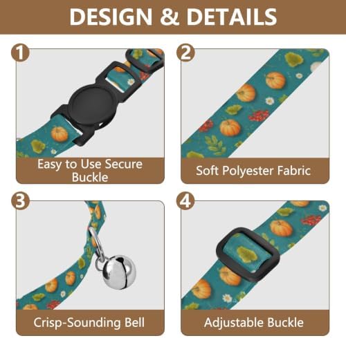 Orange White Pumpkins Dog Bell Collar 2 Pack Cat Collar Adjustable 10.6 to 17.1 Inches