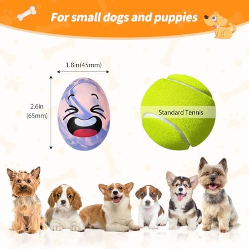 Squeaky Dog Toys for Puppy Small Dogs, 6 Pack Soft Latex Rubber Dog Chew Toy with Squeaker, Smile Face Dog Squeaky Balls for Interactive Play & Training
