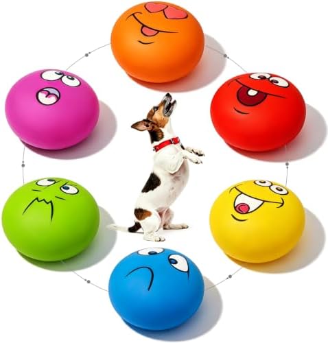 HOLYSTEED Latex Squeaky Dog Toys for Small Dogs, Mini Breed, 2.2" Flat Ball