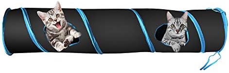 PetLike Cat Tunnel for Indoor Cats Collapsible Pop-up Pet Tube Peek Hole Hideaway Play Toys for Cats with Ball