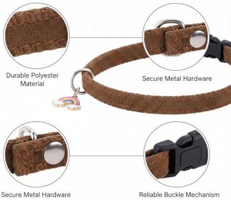 Brown Polyester Collar with Built-in Tag Slot for Quiet, Snag-Free Wear