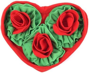 Pet Soft Fleece Snuffle Mat Heart Foraging Mats Dog Rabbit Guinea Pig Interactive Feeding Toy Anti Slip Slow Feeder Treat Dispenser (Red/Green)