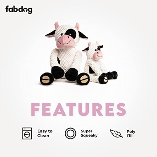 fabdog Floppies Plush Dog Toy - Cute & Durable Squeaky Dog Toys - Best Squeak Toy for Puppies and All Breeds | Ideal Pet Gift| Large Cow