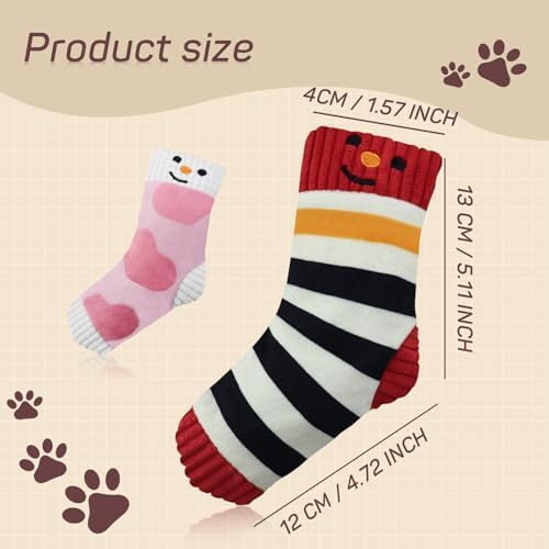 Andiker Squeaky Dog Toys, Cute Sock Shape Dog Chew Toys with Squeaker Crinkle Paper Hidden Food Hole Interactive Dog Toys for Small and Medium Dogs Chewing Teeth Grinding Playing (Red)