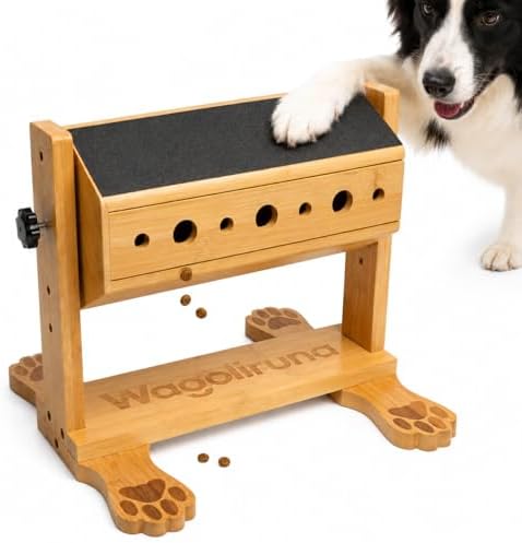 Dog Nail Scratch Board, Dog Nail File Toy with Treat Puzzle, Stress-Free Grinder Alternative, Adjustable Bamboo Nail Filing Board for Anxious Dogs, Small to Large Breeds (80/180 Grit)