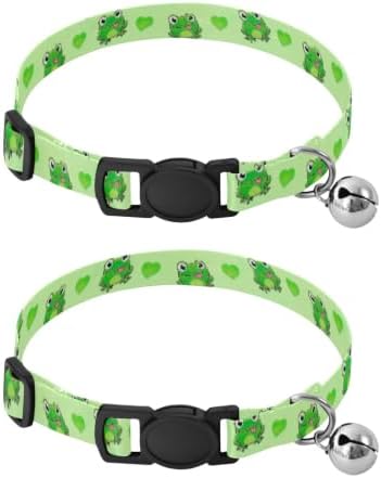 Cute Cartoon Frogs Kitten Collar 2 Pack Adjustable Pet Collar Length 10.6" to 17.1"