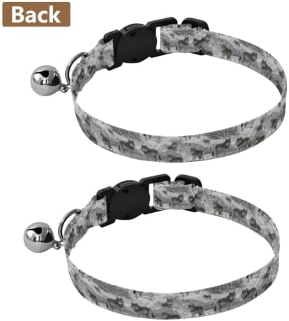 Wolves Snowy Mountains Metal Bell Included Small Dog Collar 2 Pack for Cats