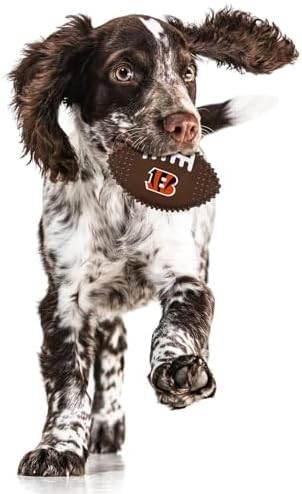 NFL Cincinnati Bengals Mega-chew Hard Nylon Bacon-flavored Dog Bone Football Chew Toy. Interactive Tasty Fun Dog Chew Toy. Indestructible Strong Durable Chew Toy Tough Pet Toys for Aggressive Chewers