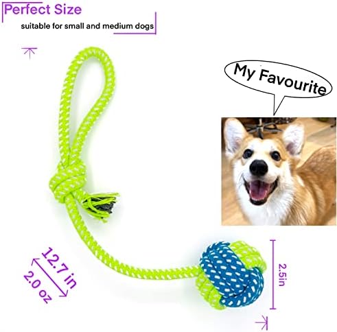 YESWOOD! Tug of War Dog Toy Small Breed,4-Pack Small Dog Rope Toy with Ball