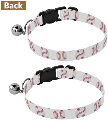 Baseball White Easy to Clean Cats Collar 2 Pack Lightweight Small Dog Collar