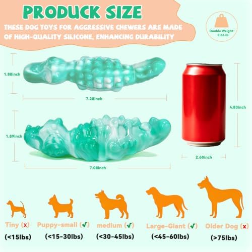 WinTour 2Pack Tough Dog Toys for Aggressive Chewers, Dog Chew Toys for Play