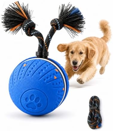 Interactive Smart Dog Ball Toy with Swinging Tail, Durable E-TPU Quiet Automatic Rolling Ball for Dogs to Chase, Self-Moving Dog Ball with Motion Activated, Rechargeable Small Medium Large Dog Toy