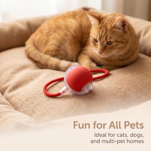 Interactive Pet Toy Ball, Automatic Dog Toy, Electric Dog & Cat Active Toys, Smart Chase Pet Toy Ball for Dogs Motion Activated (Red)
