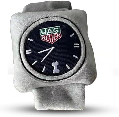 Wag Heuer – Luxurious Parody Plush Dog Toy with Squeaker, Premium Fabric, Embroidered Details, Designer-Inspired Chew Toy, Fun Gift for Small Dogs & Dog Lovers