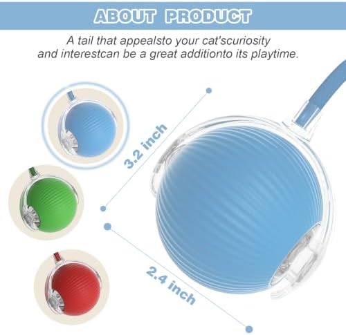 Automatic Interactive Rolling Cats Toys Ball for Indoor, Electric Automatic Rolling Pet Toy, 360° Smart Interactive Rolling Dog Ball Durable and Safe Material for Cat and Dog(Blue)