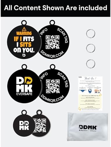 DDMK Smart Pet Tag Set | Includes 3 Tags | QR Code for Instant Alerts | Custom Pet Profiles | Durable & Waterproof | No Subscriptions or Fees |30-IF I FITS I Sits ON You