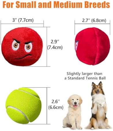 Squeaky Dog Toys, Stuffed Plush Puppy Toy Balls to Keep Them Busy, (4 Pack) Interactive Funny Pet Ball with Squeaker for Puppies Small Breed Medium Dogs