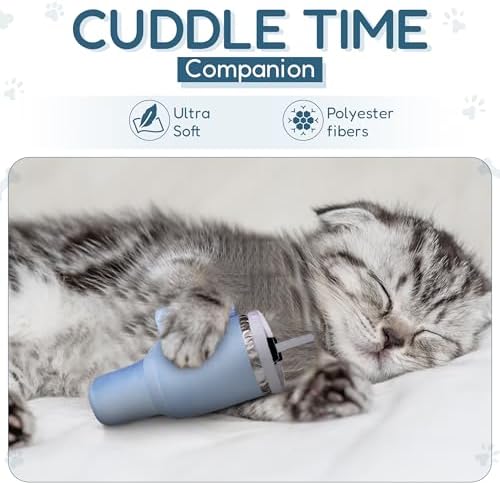 PUPROAR Kitty Cup Catnip Cat Toy, Cute Kitten Gift, Cat Birthday Toy with Crinkle for Indoor Cats (Chambray Blue)