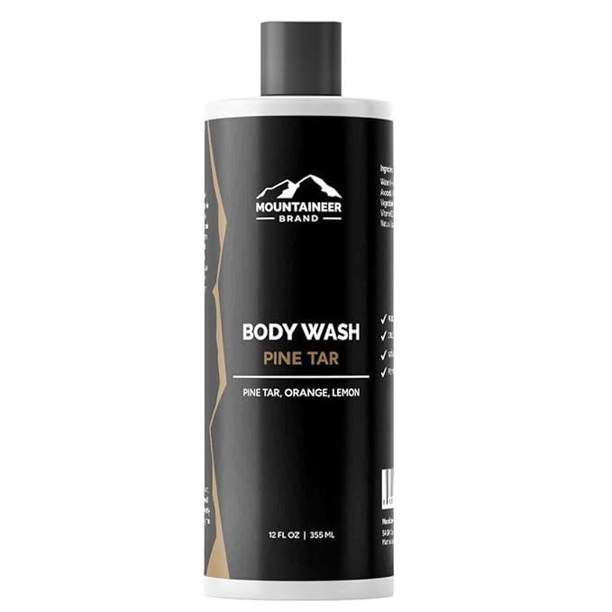 Mountaineer Brand Body Wash for Men | 100% Natural Body Shampoo | Thick Cleaning Softening Hydrate Lather for Hair and Skin | 12oz (Pine Tar)