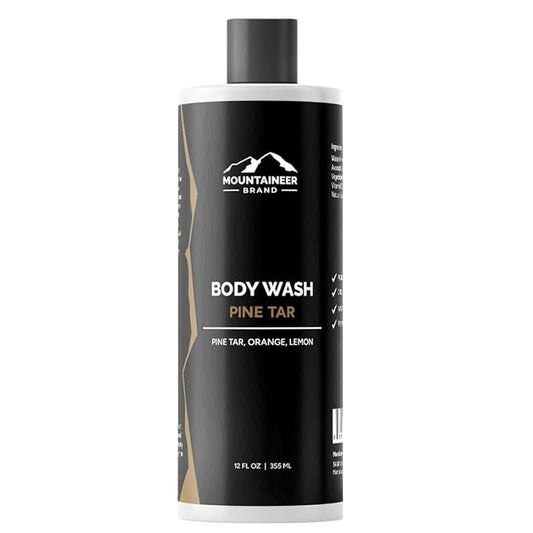Mountaineer Brand Body Wash for Men | 100% Natural Body Shampoo | Thick Cleaning Softening Hydrate Lather for Hair and Skin | 12oz (Pine Tar)