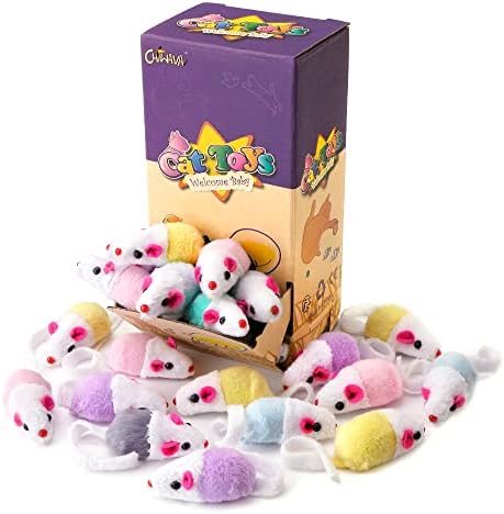 CHIWAVA 36PCS 1.8'' Interactive Cat Toy Mice with Catnip Rattle Sound Mouse